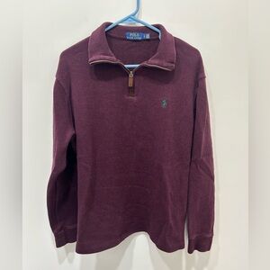Polo Ralph Lauren 1/4 Quarter Zip Pullover Sweater Maroon Red Men's Large